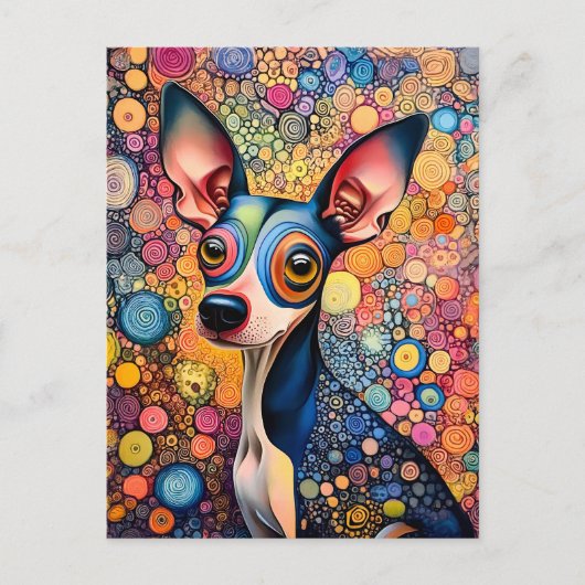 Carte Postale Portrait de chien Pop‑Art éclaboussé de couleur (Devant)