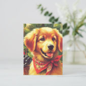 Carte Postale Portrait de chiot Vintage (Debout devant)