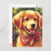 Carte Postale Portrait de chiot Vintage (Devant / Derrière)