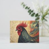Carte Postale Portrait de coq d'ornement (Debout devant)