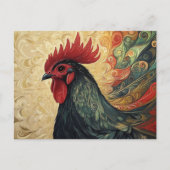 Carte Postale Portrait de coq d'ornement (Devant)