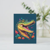 Carte Postale Portrait de crocodile coloré (Debout devant)