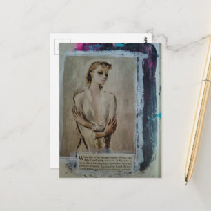 Carte Postale Portrait de dame vintage en collage mixte