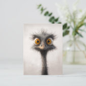 Carte Postale Portrait de dessin animé d'autruche aux yeux écarq (Debout devant)