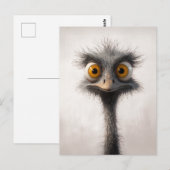 Carte Postale Portrait de dessin animé d'autruche aux yeux écarq (Devant / Derrière)
