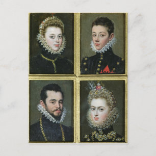 Carte Postale Portrait de deux hommes et deux femmes