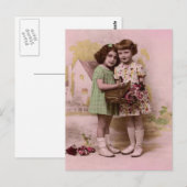 Carte Postale Portrait de deux jeunes filles françaises (Devant / Derrière)