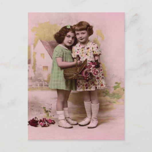 Carte Postale Portrait de deux jeunes filles françaises (Devant)
