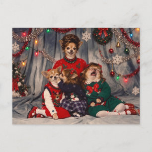 Carte Postale Portrait de famille chaotique rétro de Noël avec C