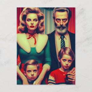Carte Postale Portrait de famille Déplaisant rétro de Noël