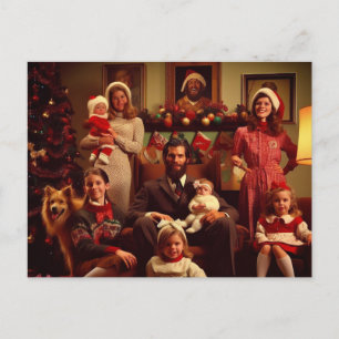 Carte Postale Portrait de famille Déplaisant rétro de Noël