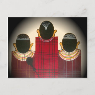 Carte Postale Portrait de famille Maasai à carreaux
