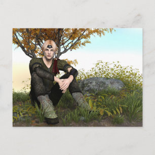 Carte Postale Portrait de fantasy du prince de la forêt médiéval
