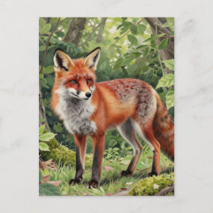 Carte Postale Portrait de faune forestière du renard roux