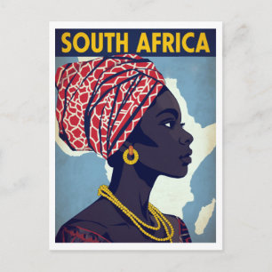 Carte Postale Portrait de femme d'Afrique du Sud Art Rétro
