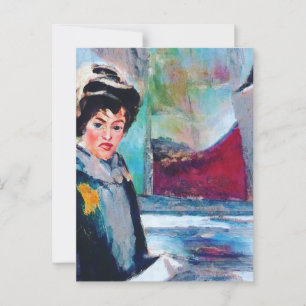 Carte Postale Portrait de femme vintage avec Arrière - plan Abst