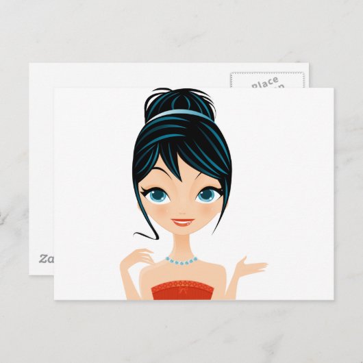 Carte Postale portrait de fille (Devant / Derrière)