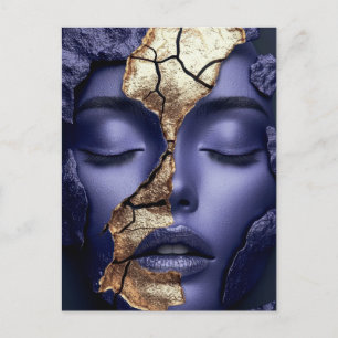Carte Postale Portrait de fille au Kintsugi doré