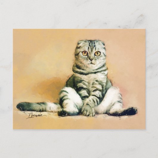Carte Postale Portrait de fixation de chats pliés écossais (Devant)