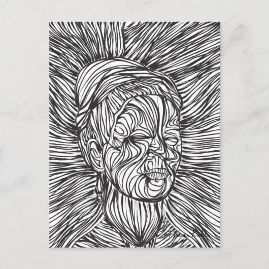 Carte Postale Portrait de Frida Kahlo Lines (Devant)