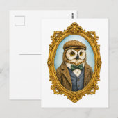 Carte Postale Portrait de hibou hipster (Devant / Derrière)