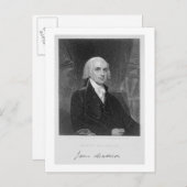 Carte Postale Portrait de James Madison, gravé par William A. (Devant / Derrière)
