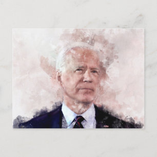 Carte Postale Portrait de Joe Biden en aquarelle