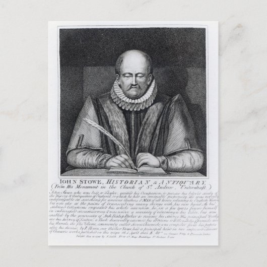 Carte Postale Portrait de John Stowe de son monument (Devant)