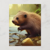 Carte Postale Portrait de la faune de Baby Beaver (Devant)