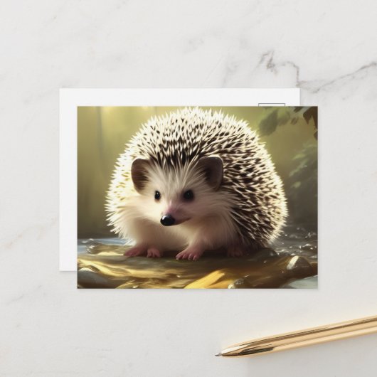Carte Postale Portrait de la faune de Baby Hedgehog (Devant/Arrière en situation)