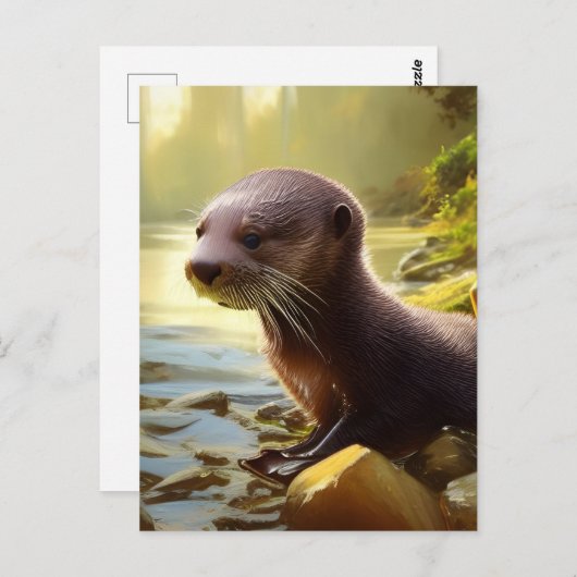 Carte Postale Portrait de la faune de Baby Otter (Devant / Derrière)
