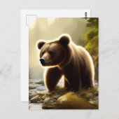 Carte Postale Portrait de la faune de l'ours Brown (Devant / Derrière)