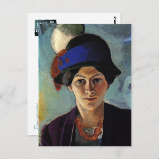 Carte Postale Portrait de la femme de l'artiste par August Macke (Devant / Derrière)