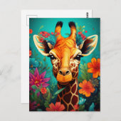 Carte Postale Portrait de la Giraffe florale-9319 (Devant / Derrière)