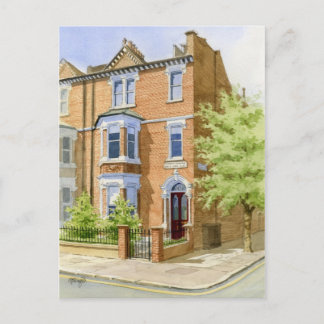 Carte Postale portrait de la maison d'aquarelle