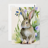 Carte Postale Portrait de lapin 043 (Devant / Derrière)