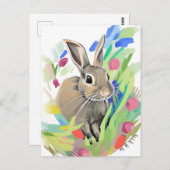 Carte Postale Portrait de lapin 045 (Devant / Derrière)