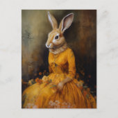 Carte Postale Portrait de lapin en robe jaune (Devant)