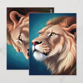 Carte Postale Portrait de lion posé de côté-56557 (Devant / Derrière)