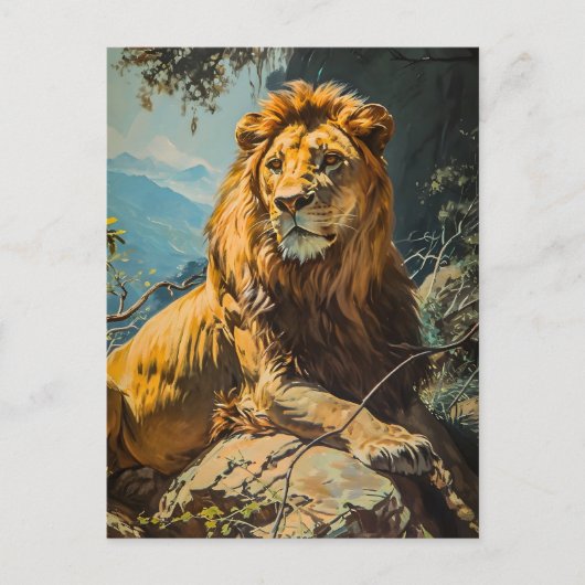 Carte Postale Portrait de lion vintage (Devant)