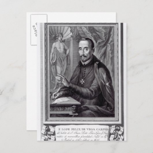 Carte Postale Portrait de Lope Felix de Vega Carpio (Devant / Derrière)