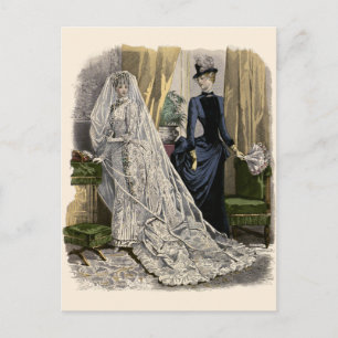 Carte Postale Portrait de mariage vintage, Mariée victorienne