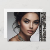 Carte Postale Portrait de mode de l'art féminin (Devant / Derrière)