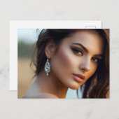 Carte Postale Portrait de mode de l'art féminin (Devant / Derrière)