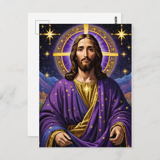 Carte Postale Portrait de Noël de Jésus-Christ (Devant / Derrière)
