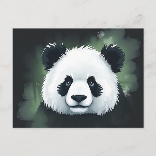 Carte Postale Portrait de panda dans une atmosphère sereine et b (Devant)