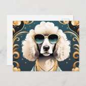 Carte Postale Portrait De Poodle Avec Lunettes De Soleil (Devant / Derrière)