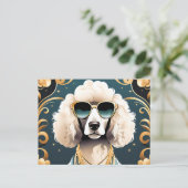 Carte Postale Portrait De Poodle Avec Lunettes De Soleil (Debout devant)