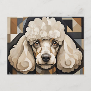 Carte Postale Portrait de Poodle Cubiste avec Géométrique Abstra