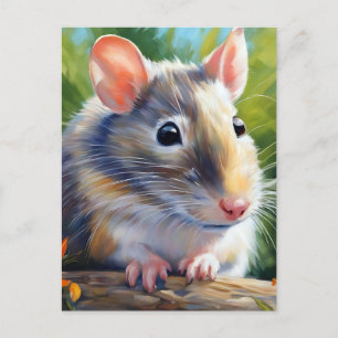Carte Postale Portrait de Rat Vibrant dans l'impressionnisme